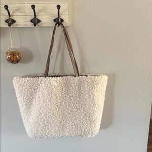Elegant Cream Sherpa Tote Bag
